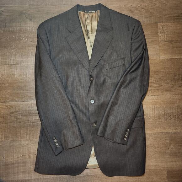 JACK VICTOR Mens Sport Coat Blazer 43R Gray Herringbone Wool Two-Button Notch - Picture 2 of 16
